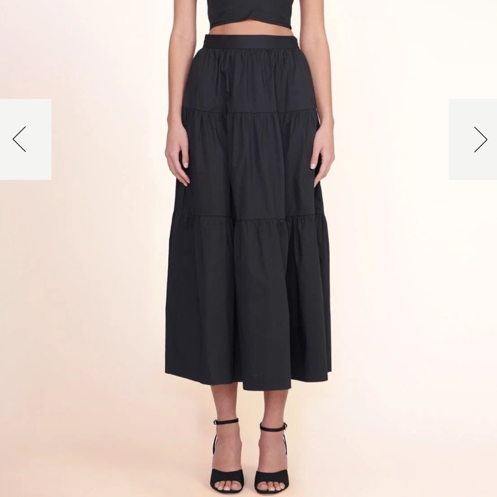 New! STAUD Sea Tiered Cotton Maxi Skirt in Black 🖤 sz 4 NWOT! - Picture 5 of 8